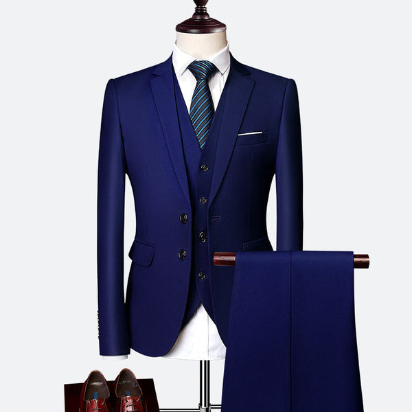 Luksusowy trzyczęściowy garnitur męski slim fit