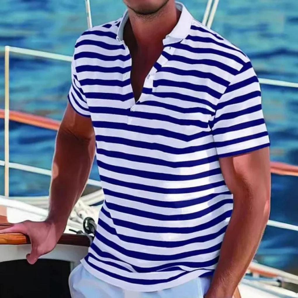 Męska koszulka polo w paski w stylu retro