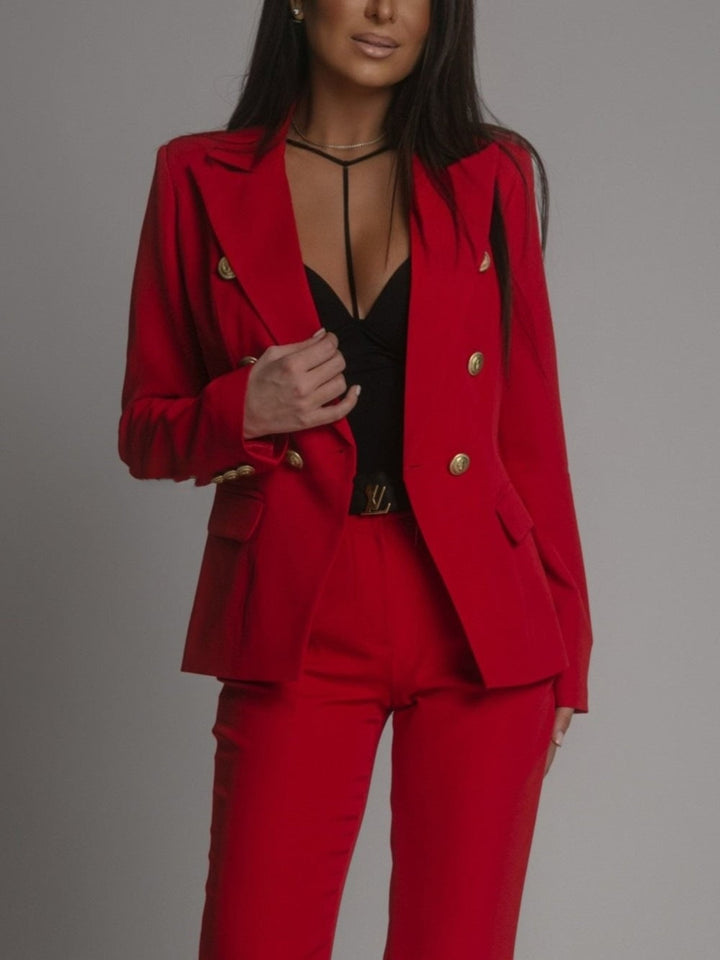 Elegancki dwuczęściowy garnitur damski – blazer i spodnie