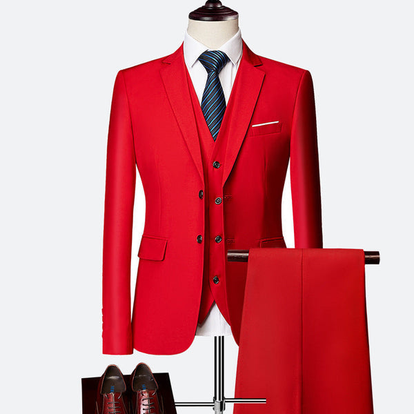 Luksusowy trzyczęściowy garnitur męski slim fit