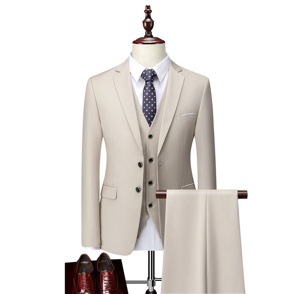 Luksusowy trzyczęściowy garnitur męski slim fit