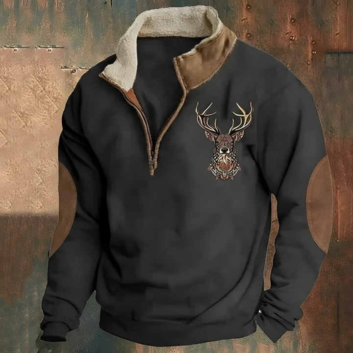 Roan™ | Casualowy haftowany sweter half zip
