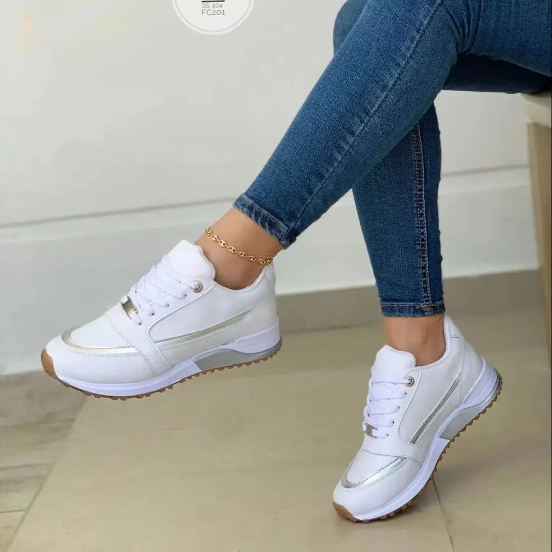 Damskie sneakersy patchwork z siatki i skóry