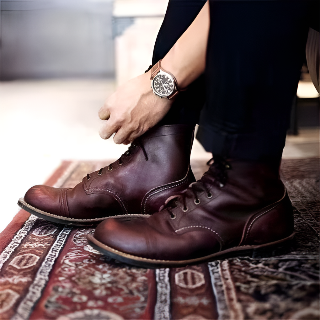 Męskie sznurowane botki w stylu vintage