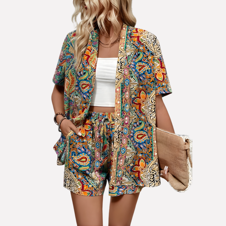 Damski komplet – bluzka kimono i szorty
