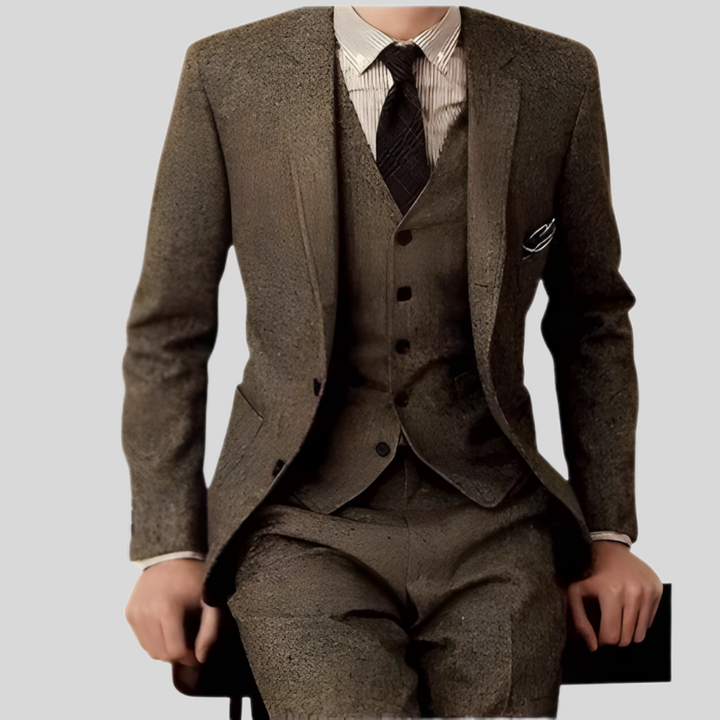 Męski trzyczęściowy garnitur slim fit
