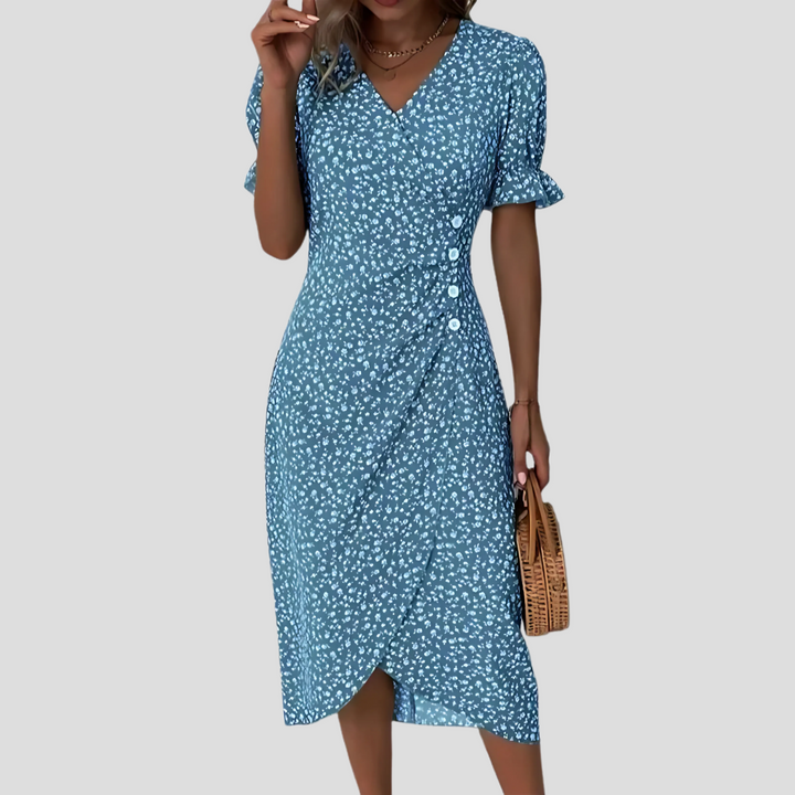 Elegancka damska sukienka midi w kwiaty