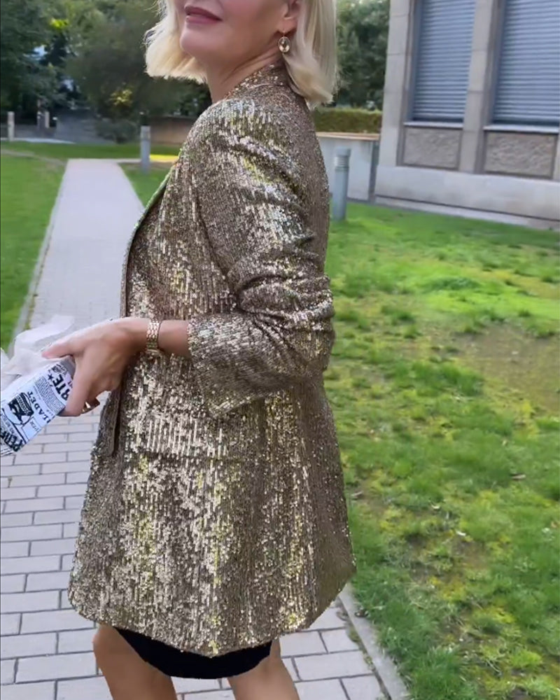 Złota błyszcząca kurtka z cekinami - Rosamund