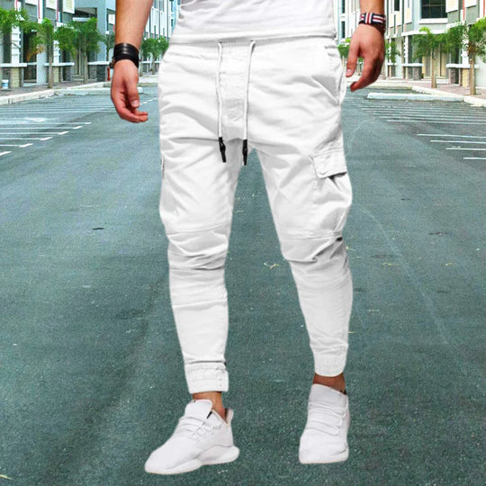 Męskie spodnie cargo casual z kieszeniami z klapami