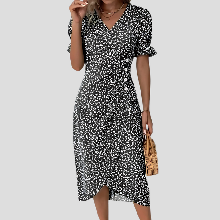 Elegancka damska sukienka midi w kwiaty