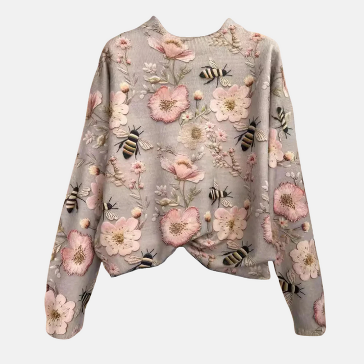 Sweter z kwiatowym wzorem 3D