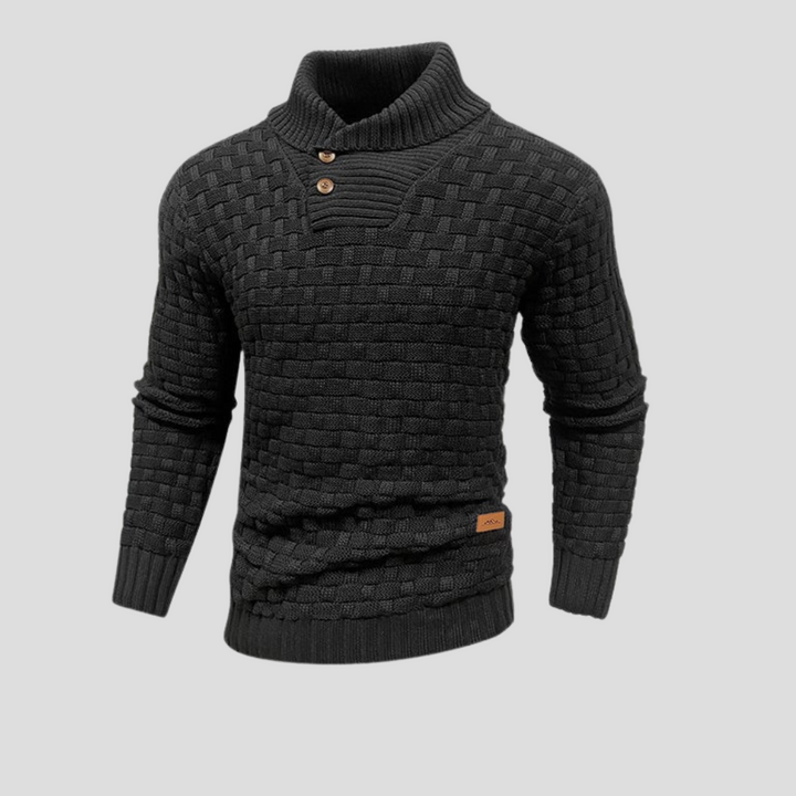 Męski sweter z kołnierzem polo zapinany na guziki