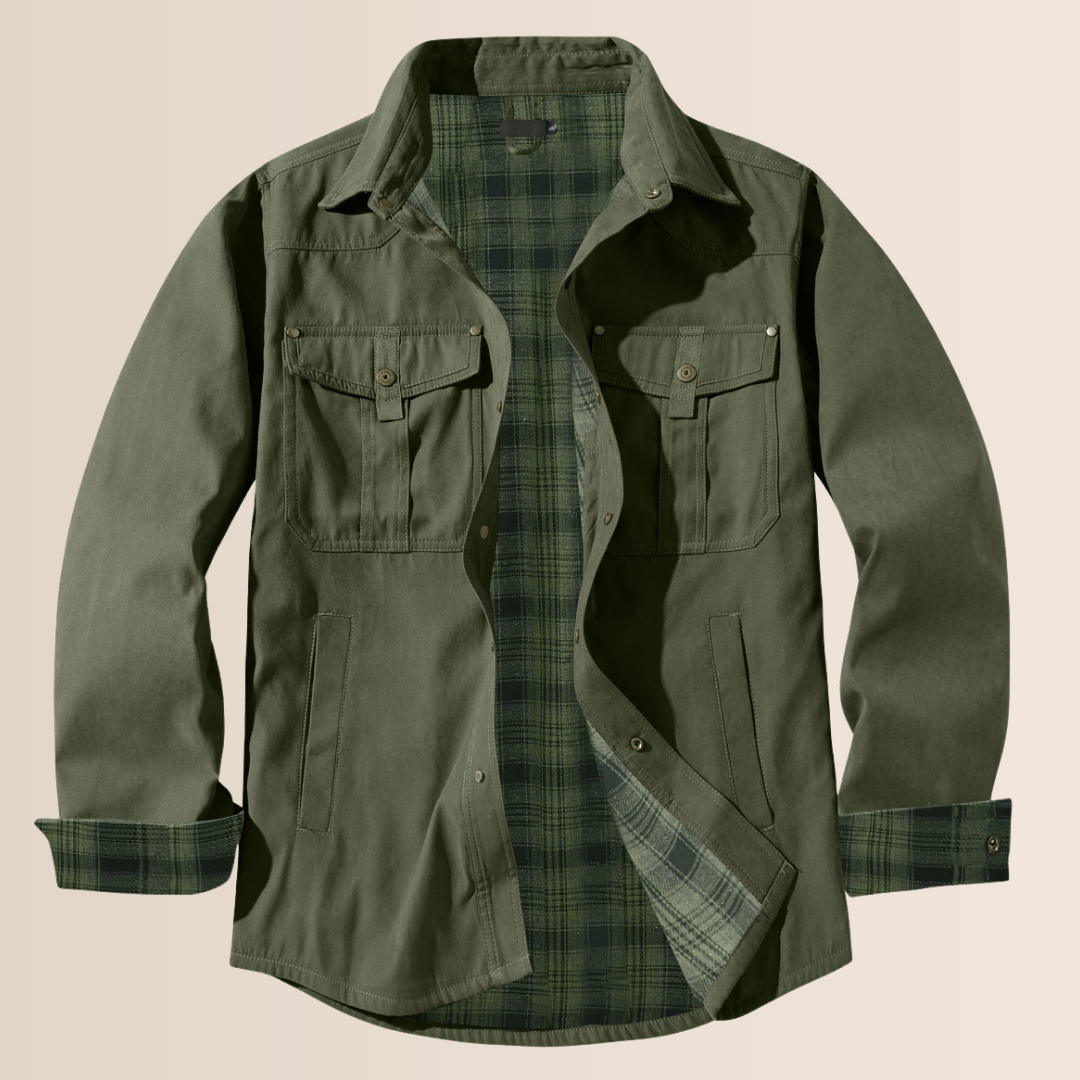 Męska flanelowa koszulo-kurtka w kratę w stylu vintage