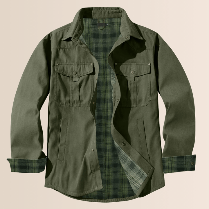 Męska flanelowa koszulo-kurtka w kratę w stylu vintage