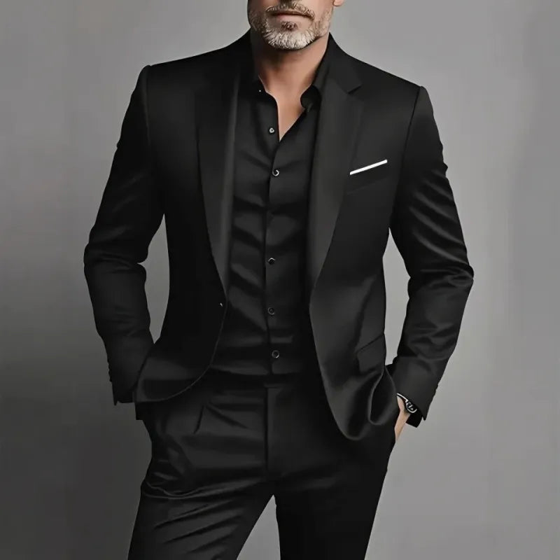 Męski garnitur slim fit – marynarka i spodnie w stylu business casual