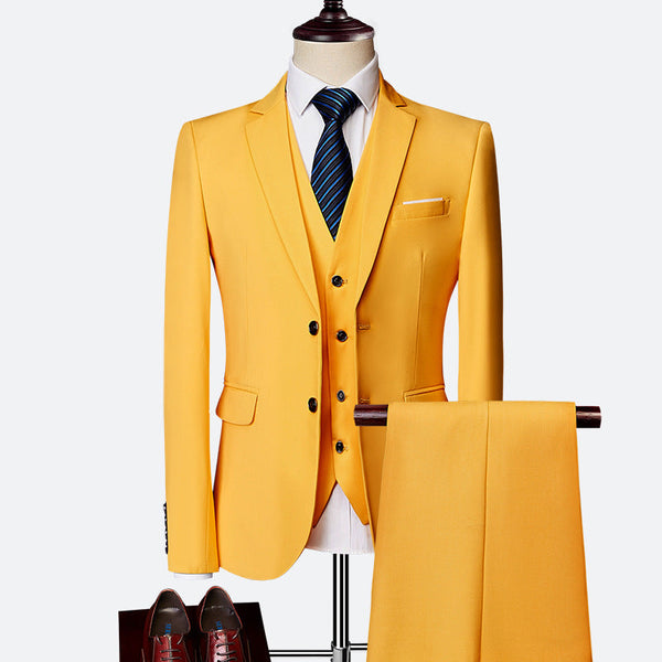Luksusowy trzyczęściowy garnitur męski slim fit