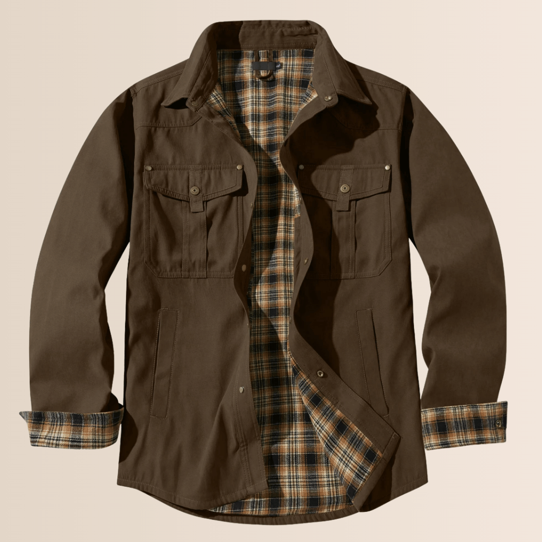 Męska flanelowa koszulo-kurtka w kratę w stylu vintage