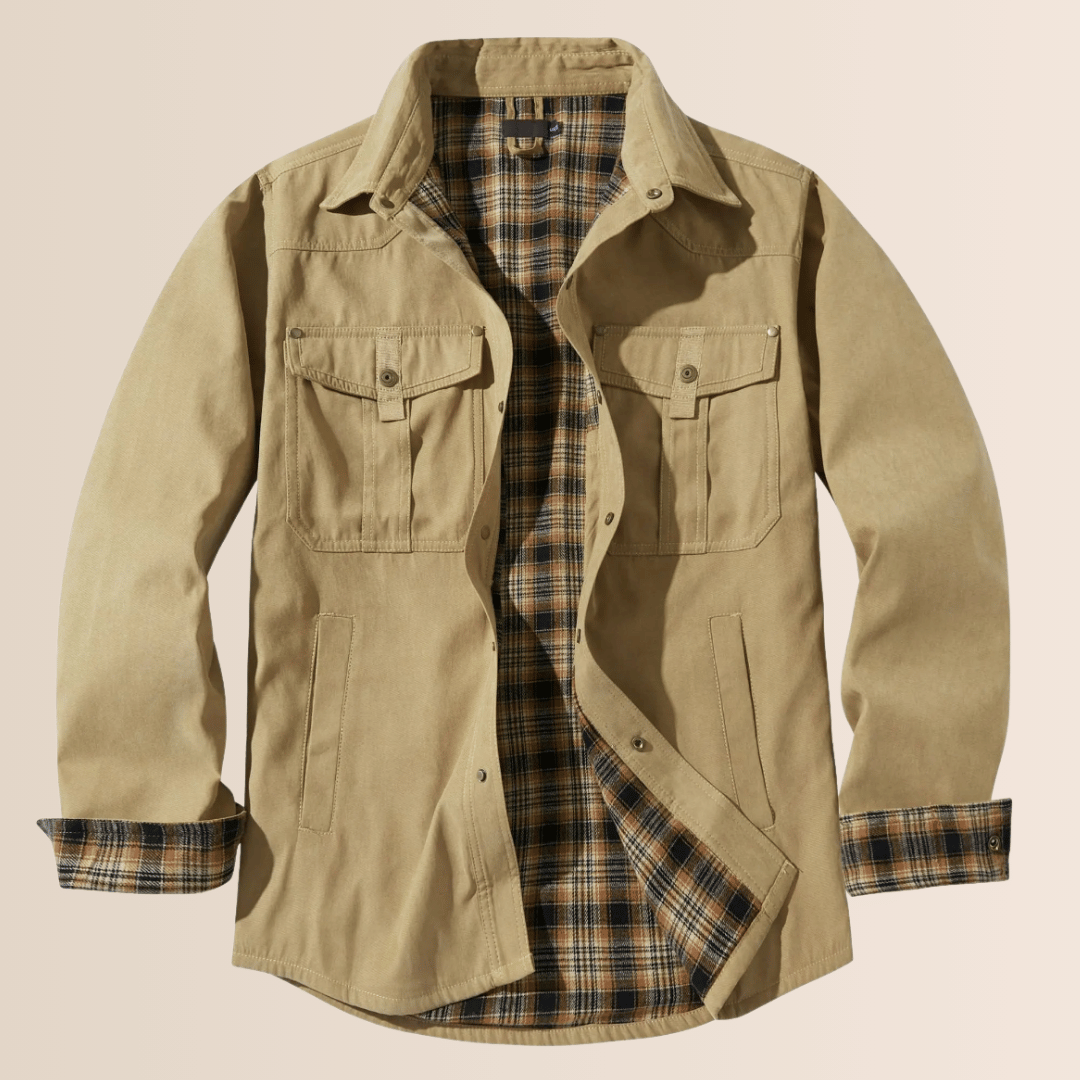 Męska flanelowa koszulo-kurtka w kratę w stylu vintage