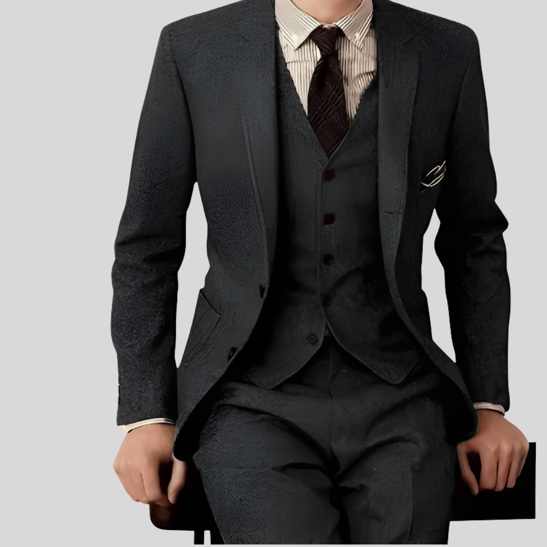 Męski trzyczęściowy garnitur slim fit