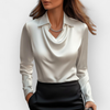 Elegancka satynowa bluzka z dekoltem typu wodospad