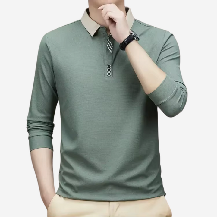 Męska koszulka polo casual z długim rękawem