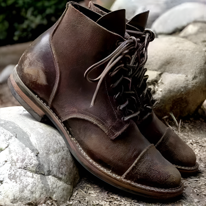 Męskie sznurowane botki w stylu vintage