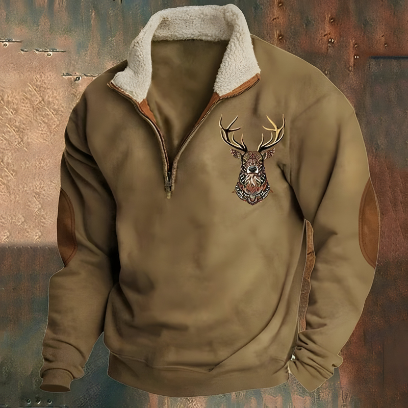 Roan™ | Casualowy haftowany sweter half zip