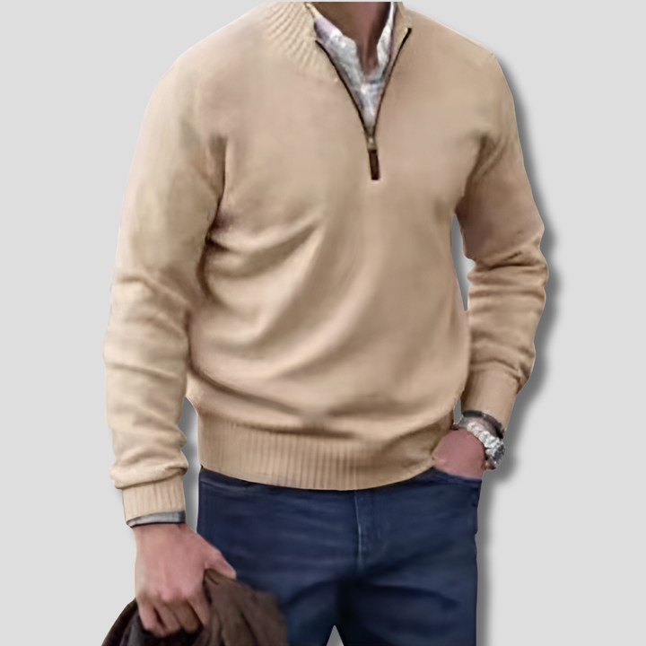 Męski sweter z zamkiem do połowy – stylowa warstwa