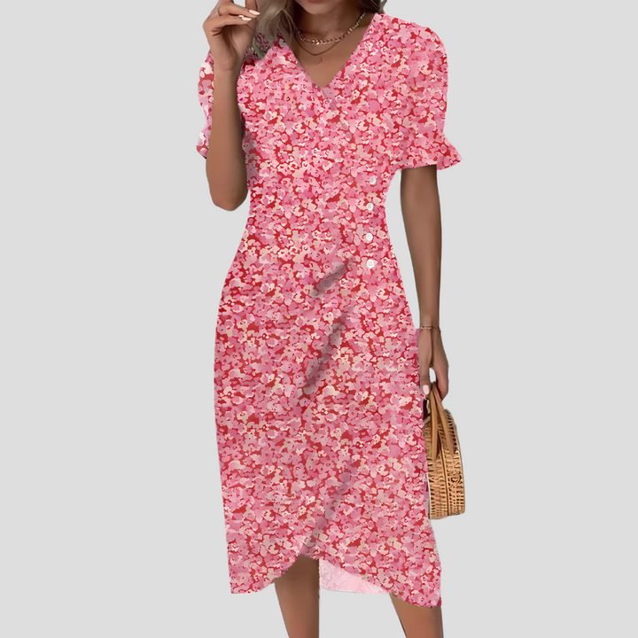 Elegancka damska sukienka midi w kwiaty