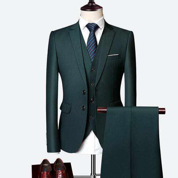 Luksusowy trzyczęściowy garnitur męski slim fit