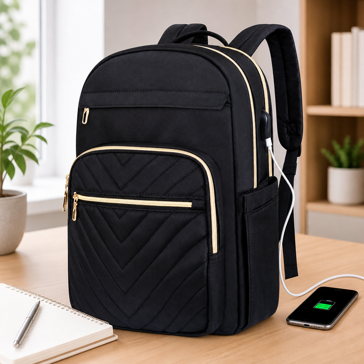 Stylowy plecak technologiczny damski – USB i 15,6" – Carriro