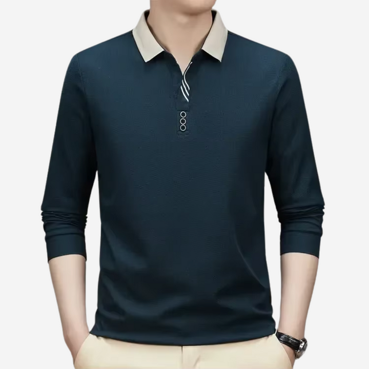 Męska koszulka polo casual z długim rękawem
