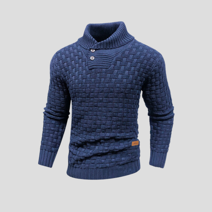 Męski sweter z kołnierzem polo zapinany na guziki