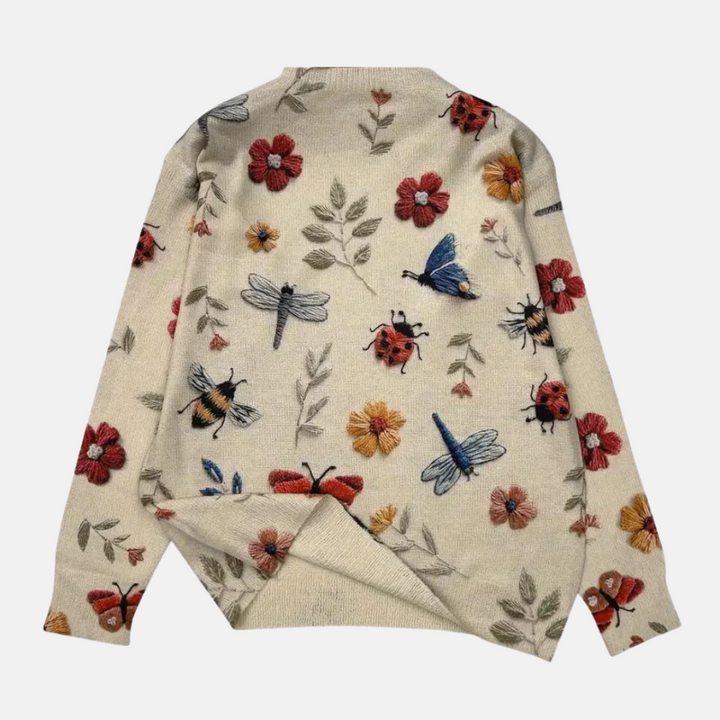 Sweter z kwiatowym wzorem 3D