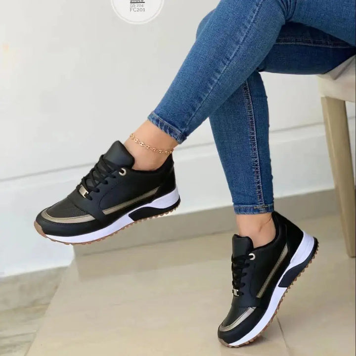 Damskie sneakersy patchwork z siatki i skóry