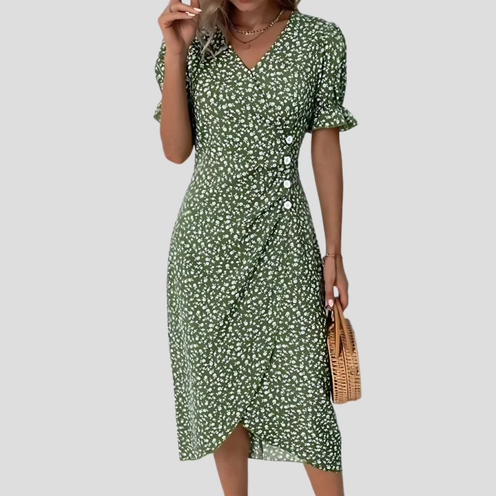 Elegancka damska sukienka midi w kwiaty