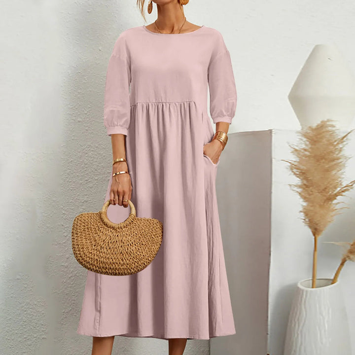 Luźna sukienka midi patchwork – swobodny styl i codzienny komfort