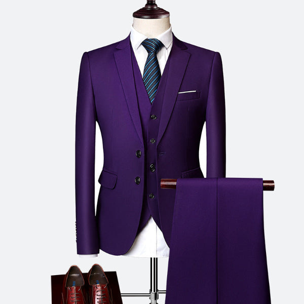 Luksusowy trzyczęściowy garnitur męski slim fit