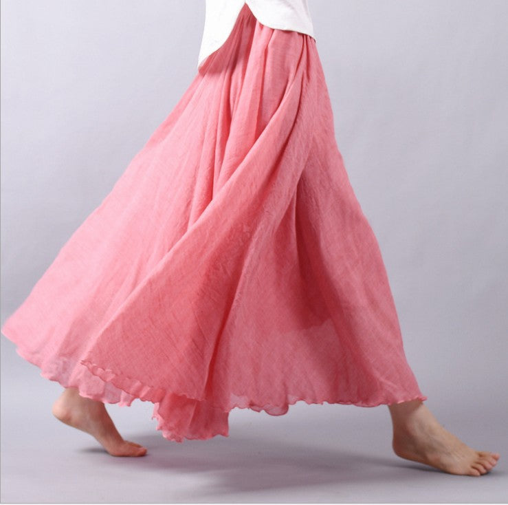 Lniana spódnica maxi w stylu boho