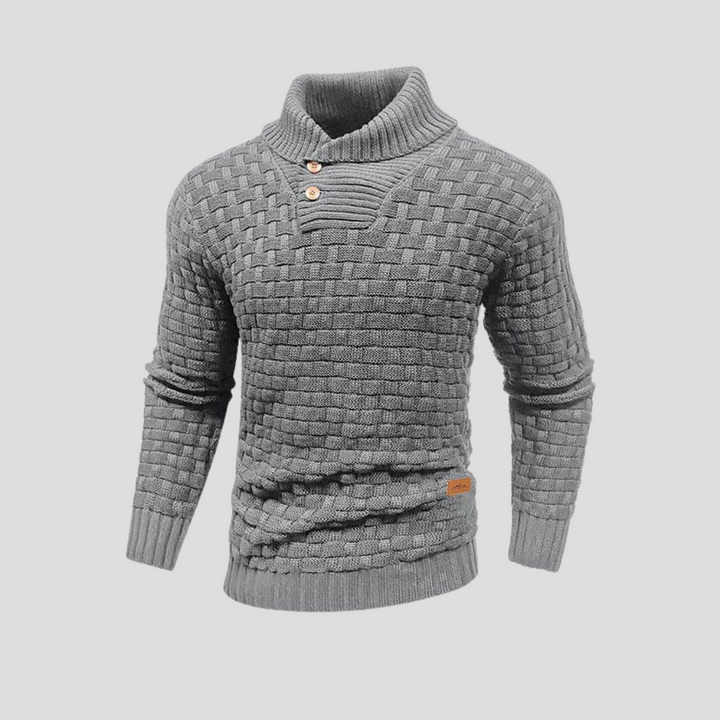 Męski sweter z kołnierzem polo zapinany na guziki