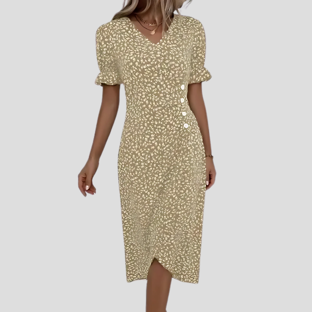 Elegancka damska sukienka midi w kwiaty