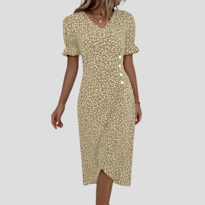 Elegancka damska sukienka midi w kwiaty