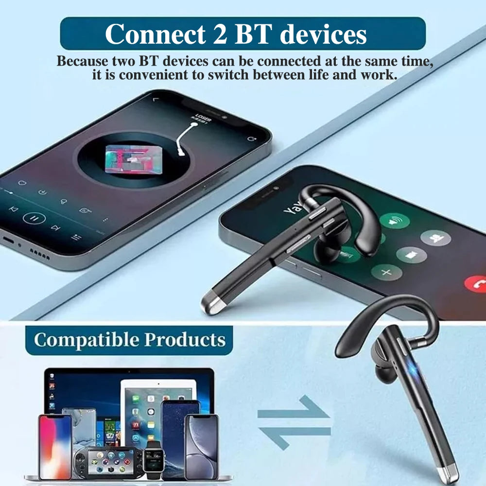 Słuchawka Bluetooth 5.3 na jedno ucho z redukcją szumów