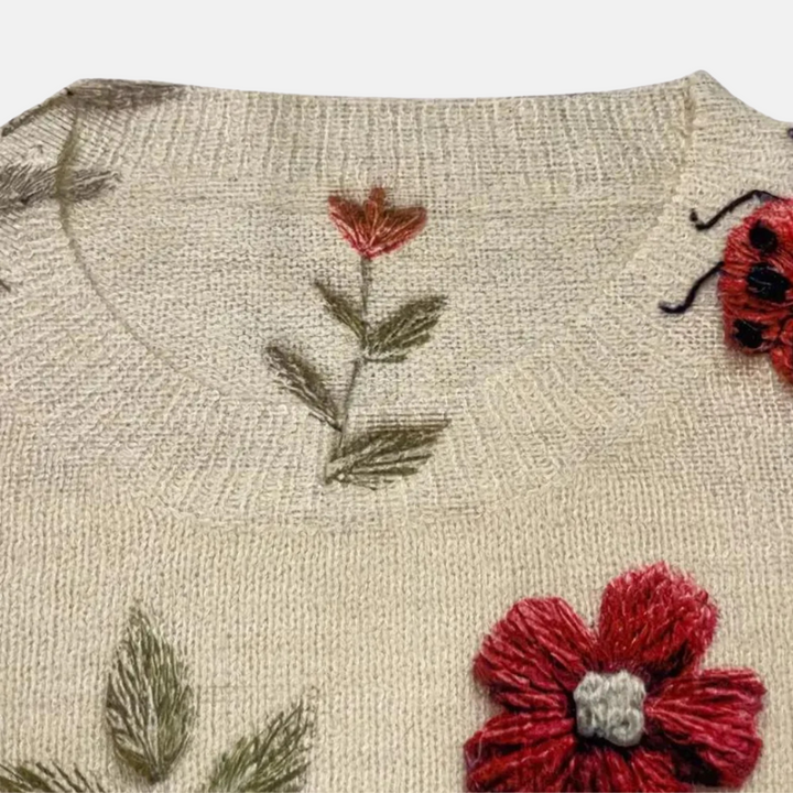 Sweter z kwiatowym wzorem 3D