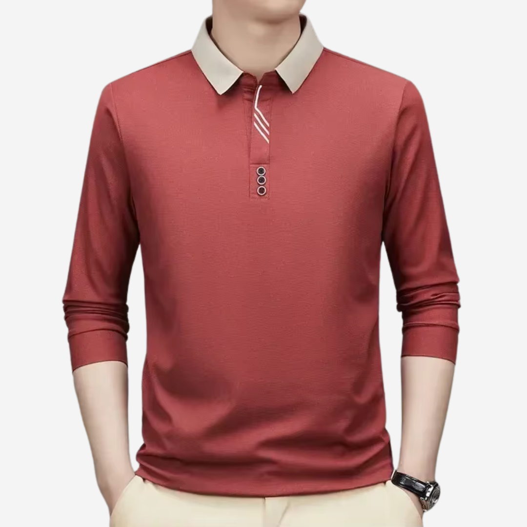 Męska koszulka polo casual z długim rękawem