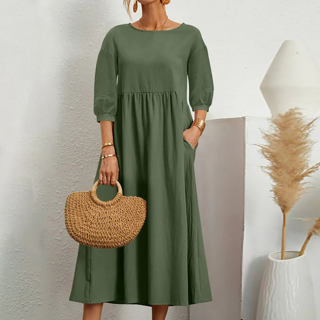 Luźna sukienka midi patchwork – swobodny styl i codzienny komfort