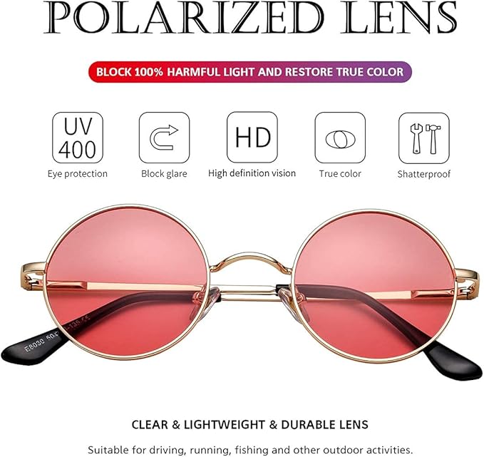 Retro okrągłe okulary przeciwsłoneczne polaryzacyjne - Lennon