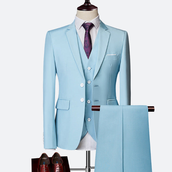 Luksusowy trzyczęściowy garnitur męski slim fit