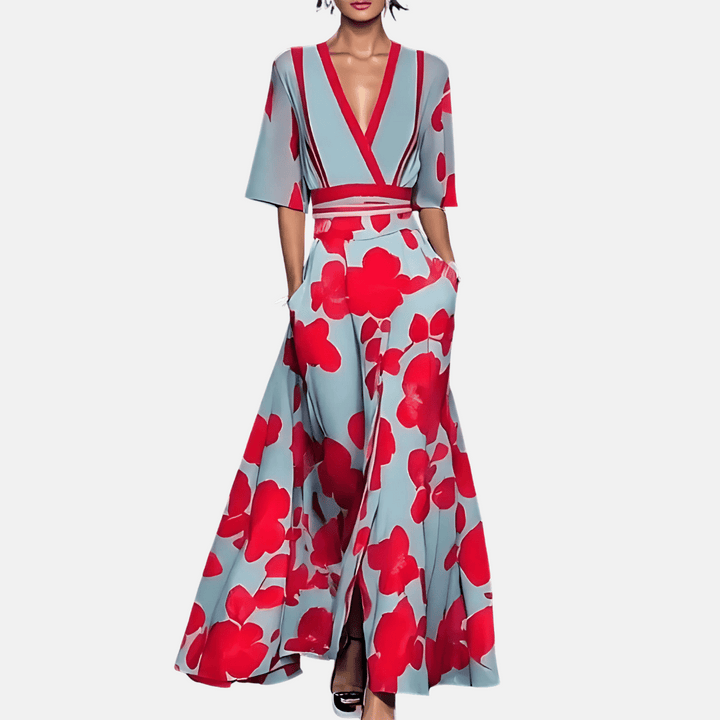 Damska sukienka maxi w kwiaty