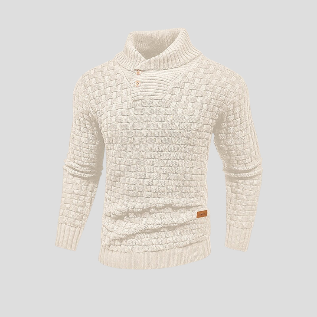Męski sweter z kołnierzem polo zapinany na guziki